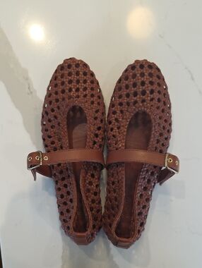 Madewell Remy Mary Jane Flats in Woven Brown